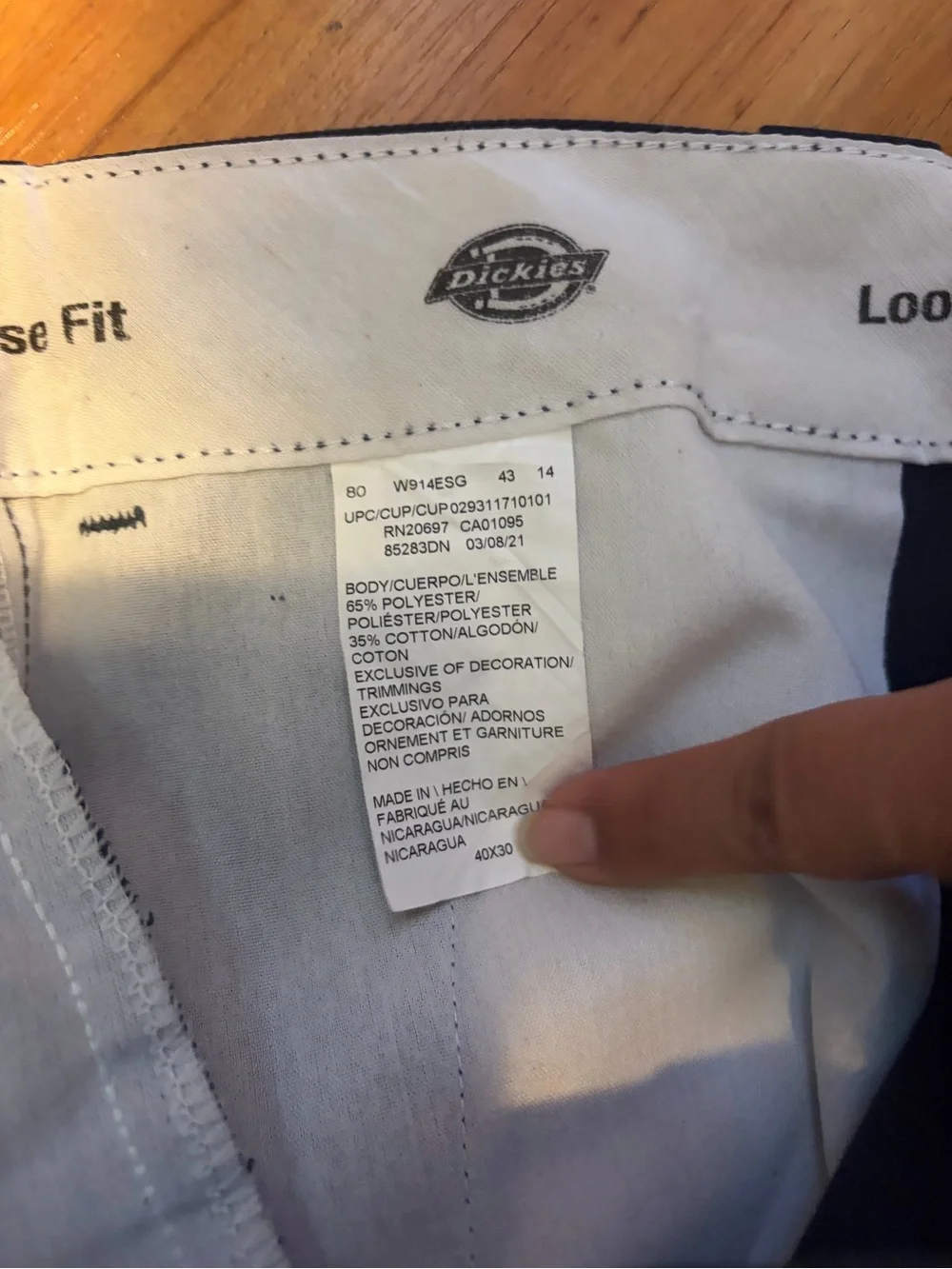 Dickies Navy and White Inner Waistband Work Pants